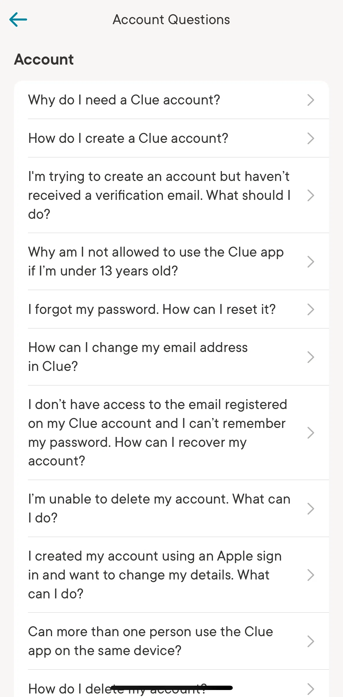 Clue Screen screen in the Question detail flow