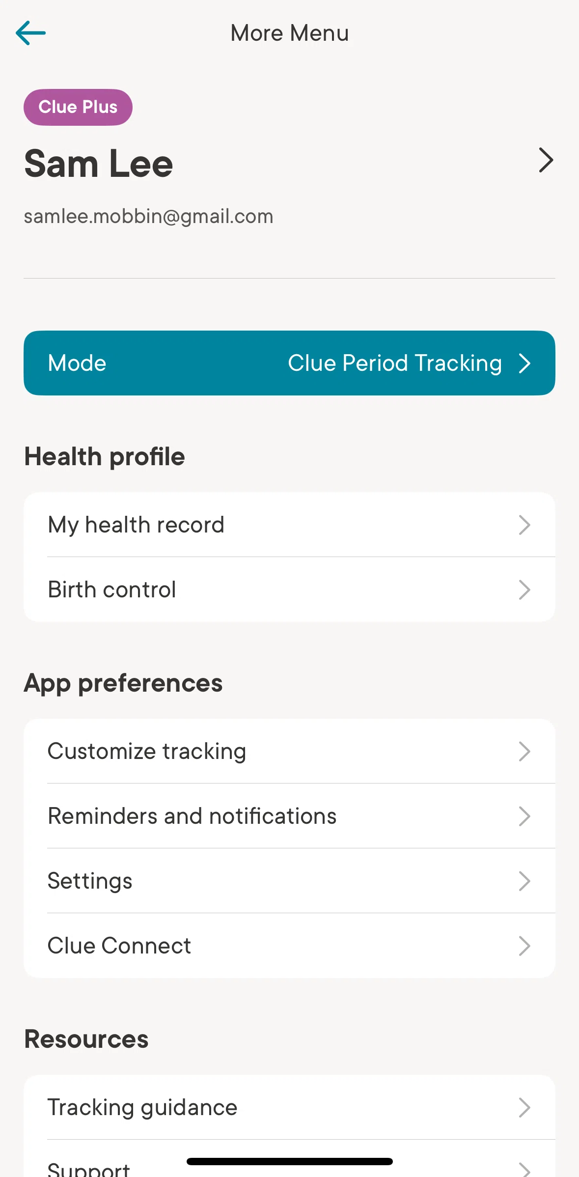 Clue Screen screen in the Removing a birth control flow