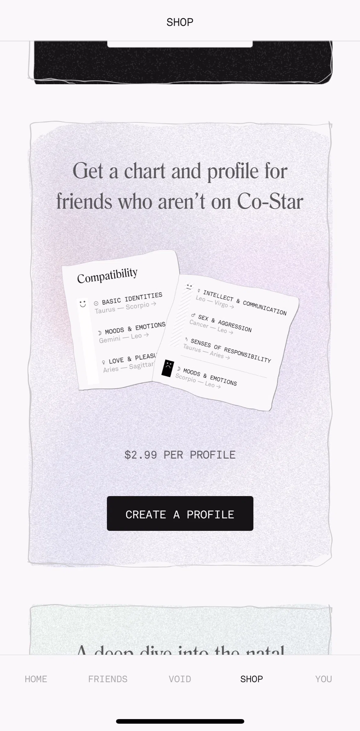 Co–Star Screen screen in the Add a custom chart flow