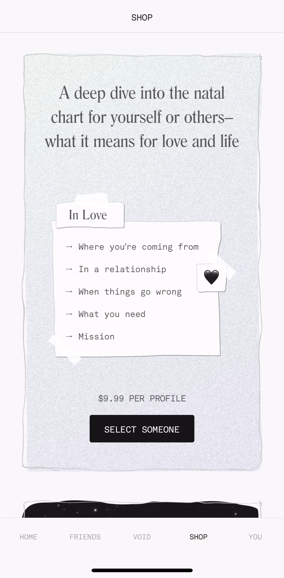 Co–Star Screen screen in the Buy an advance reading flow