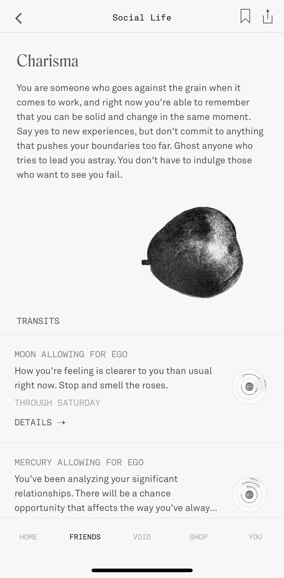 Co–Star Screen screen in the Sharing an update flow