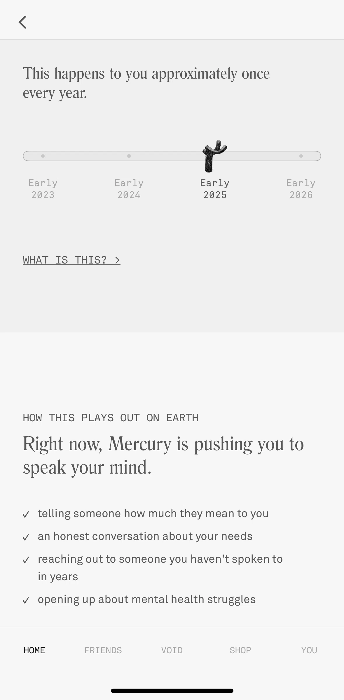 Co–Star Screen screen in the Transits flow