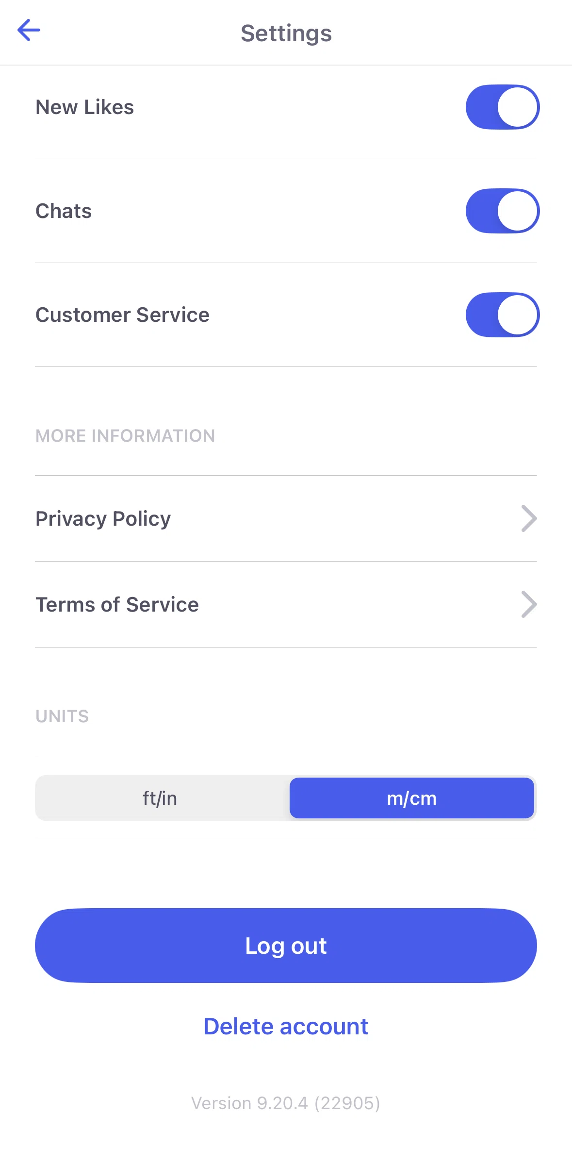 Coffee Meets Bagel Screen screen in the Logging out flow