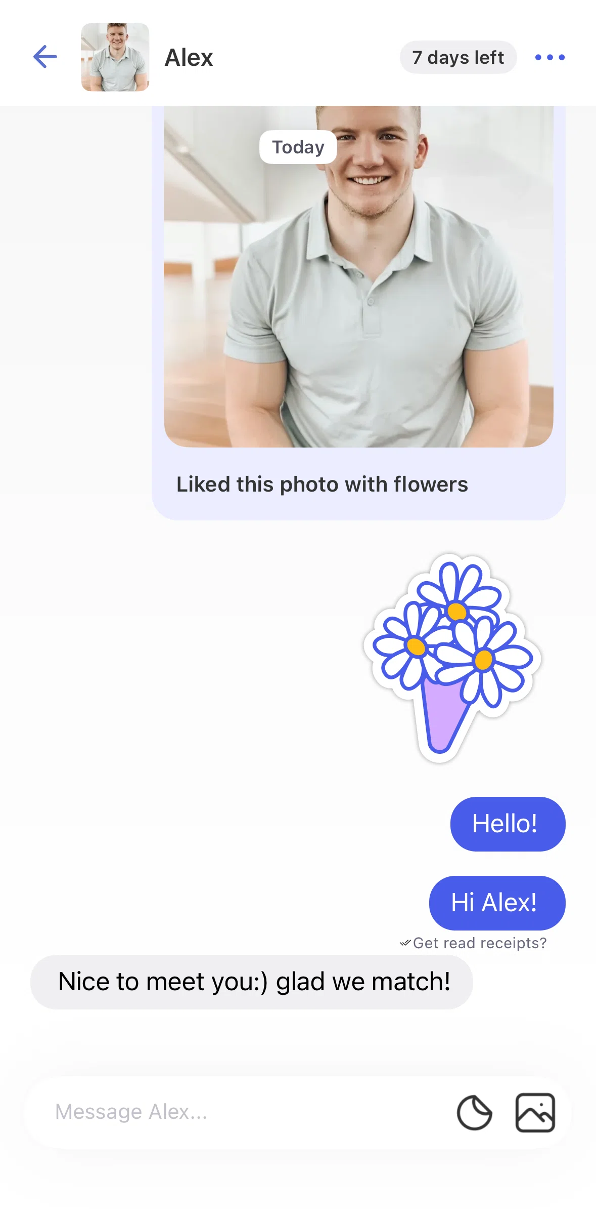 Coffee Meets Bagel Screen screen in the Replying to a message flow