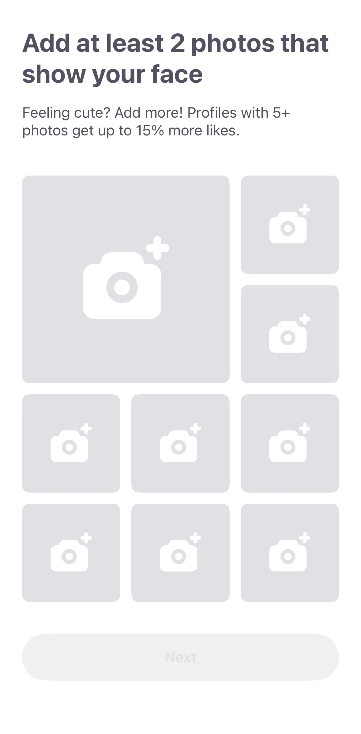 Coffee Meets Bagel Screen screen in the Uploading pictures flow