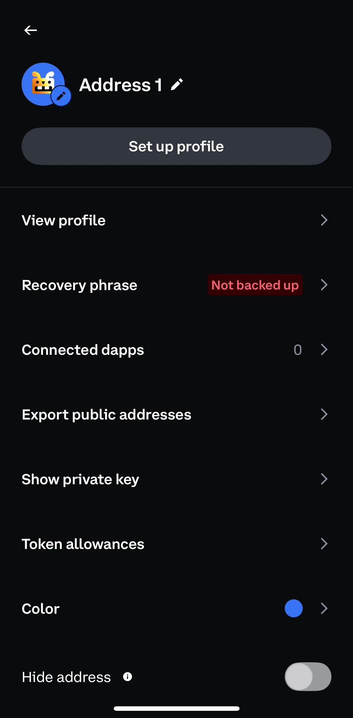 Coinbase Wallet Screen screen in the Claiming username flow