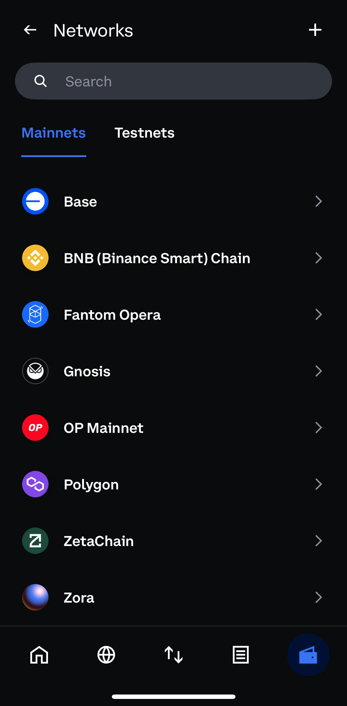 Coinbase Wallet Screen screen in the Network detail flow