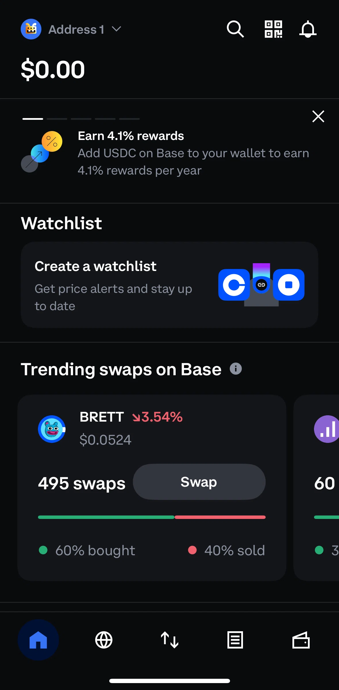 Coinbase Wallet Screen screen in the Wallet flow