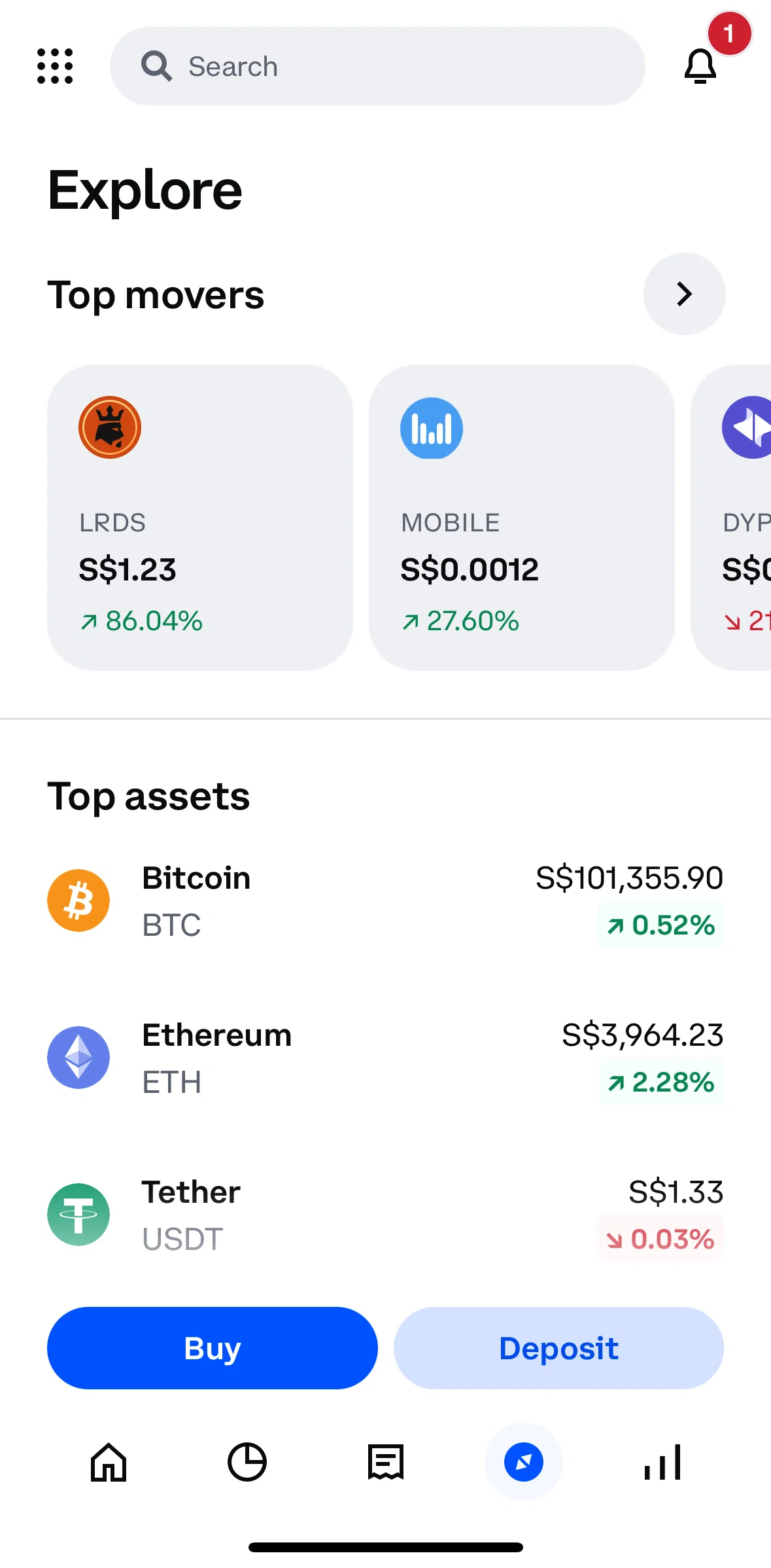 Coinbase Screen screen in the Asset detail flow