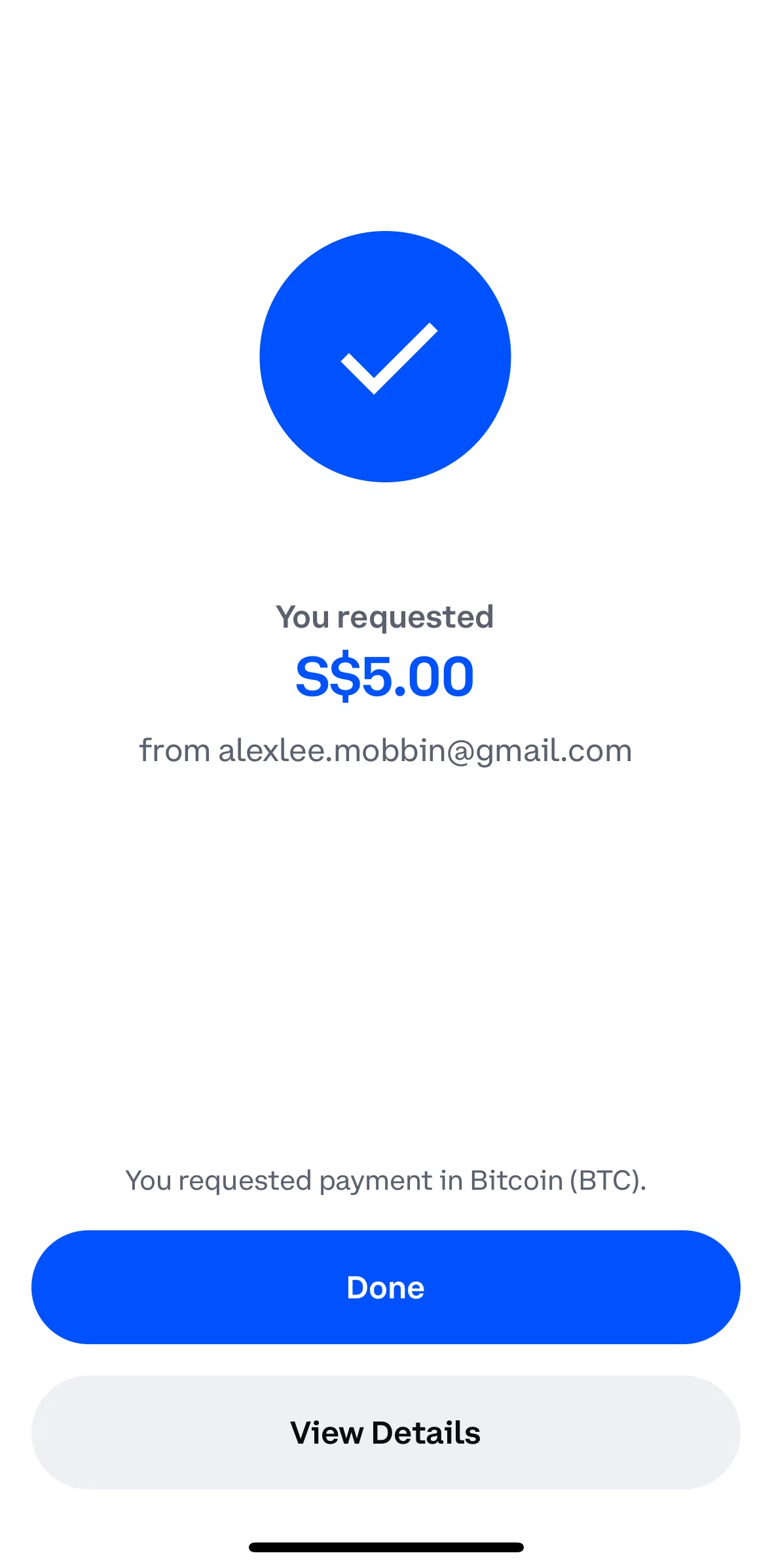 Coinbase Screen screen in the Canceling a request flow