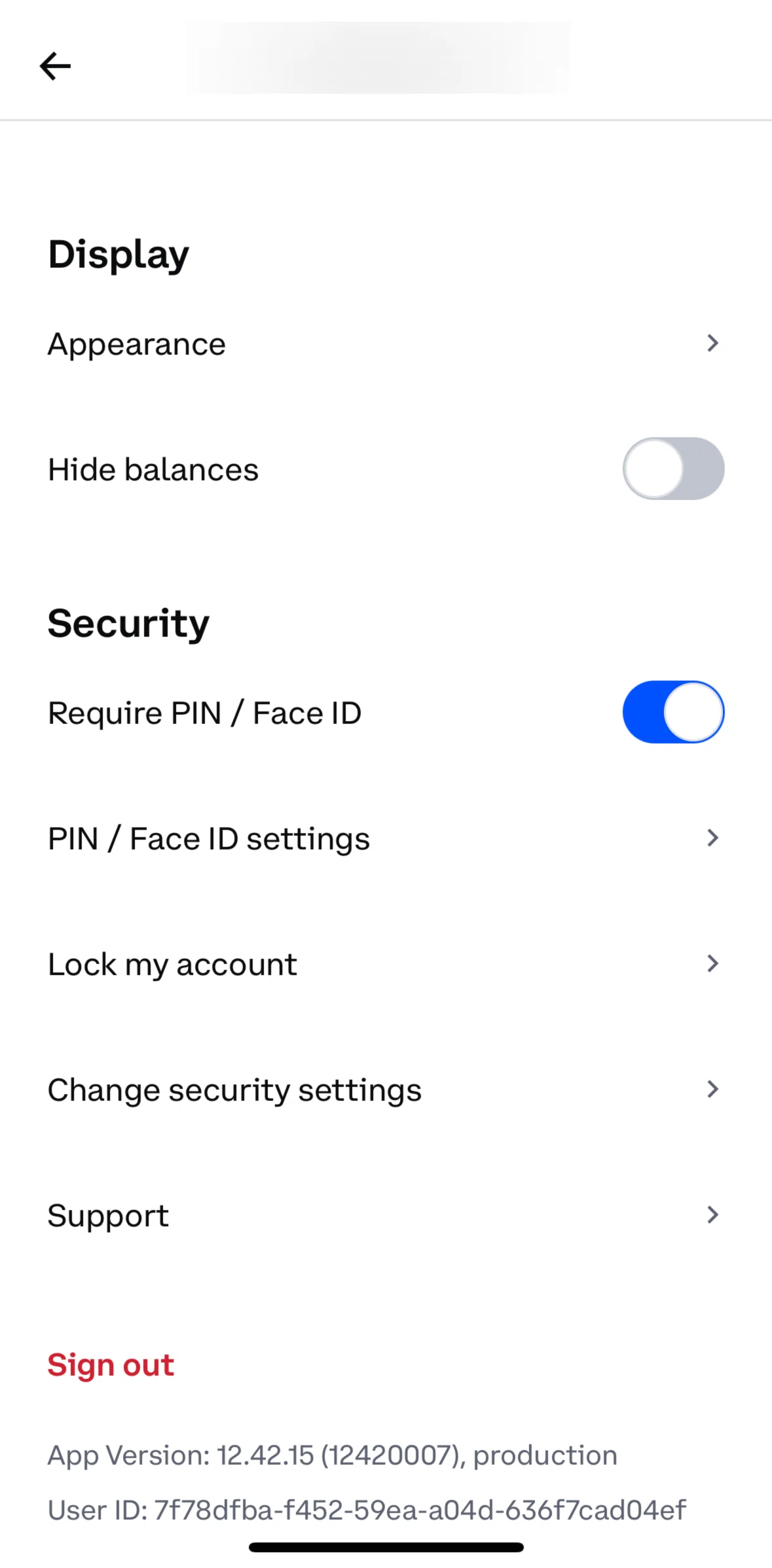 Coinbase Screen screen in the Changing display settings flow