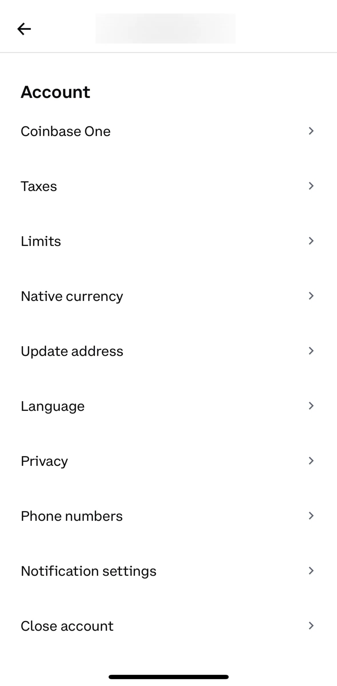 Coinbase Screen screen in the Changing language flow