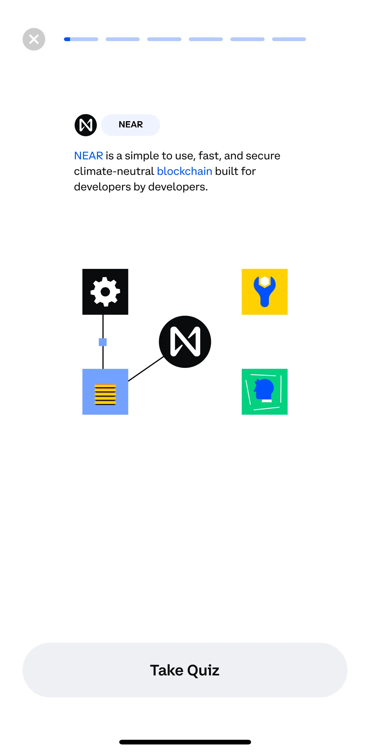 Coinbase Screen screen in the Completing a quiz flow
