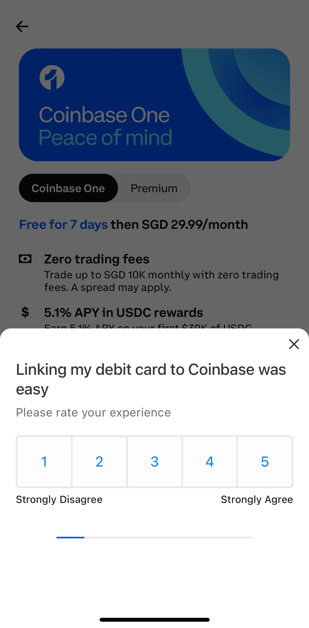 Coinbase Screen screen in the Giving feedback flow
