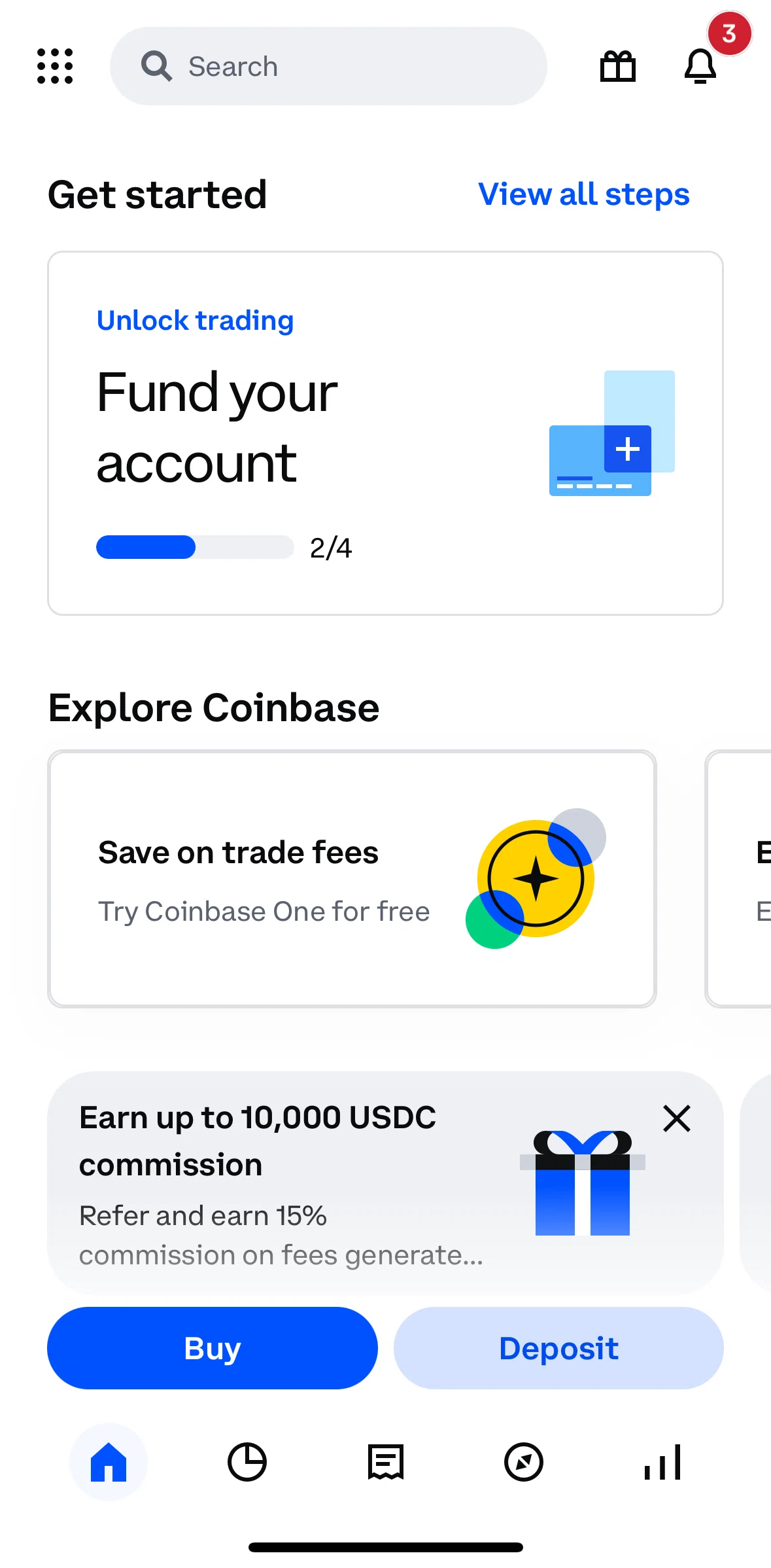 Coinbase Screen screen in the Notifications flow