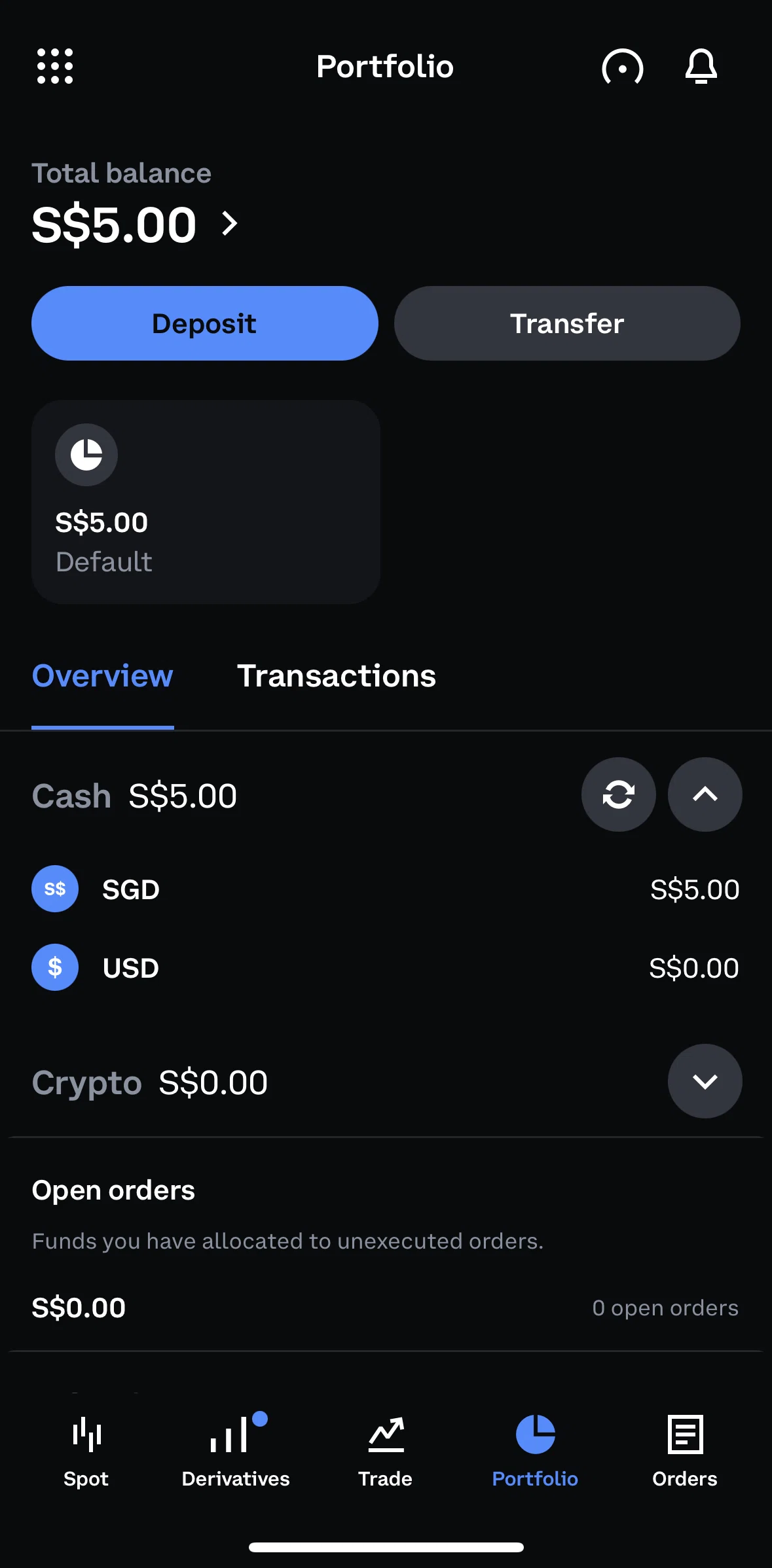 Coinbase Screen screen in the Portfolio detail flow