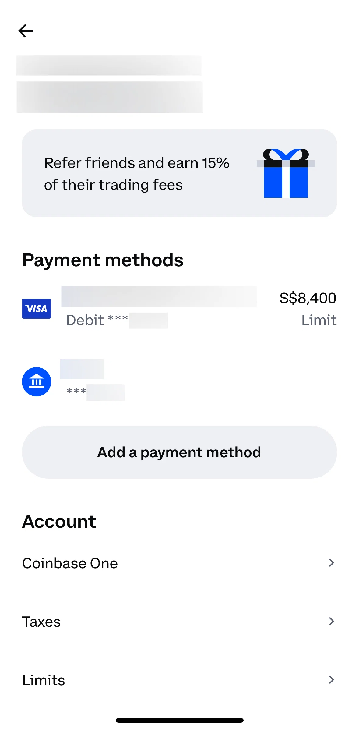 Coinbase Screen screen in the Refer a friend (settings) flow