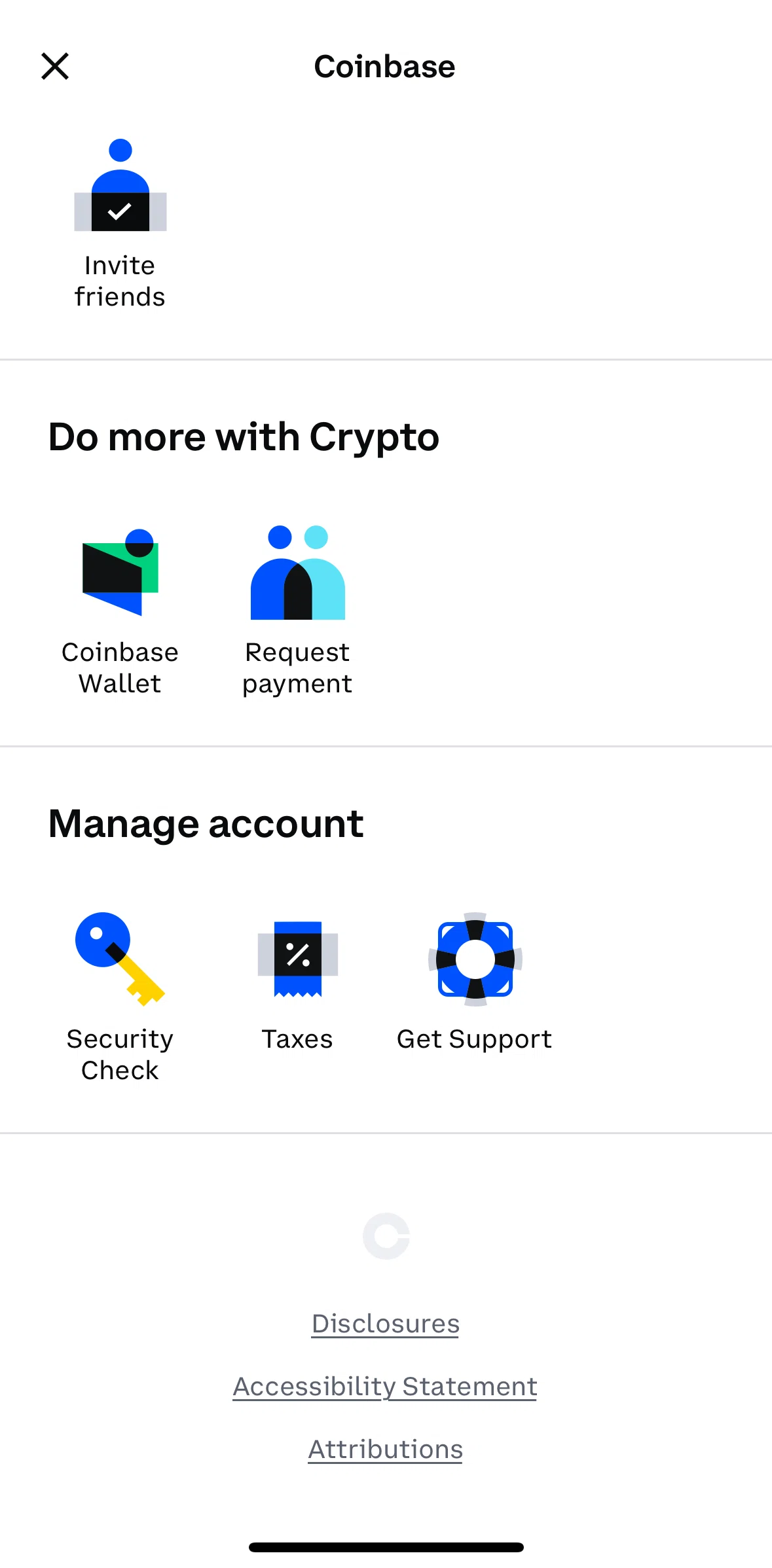 Coinbase Screen screen in the Requesting payment flow