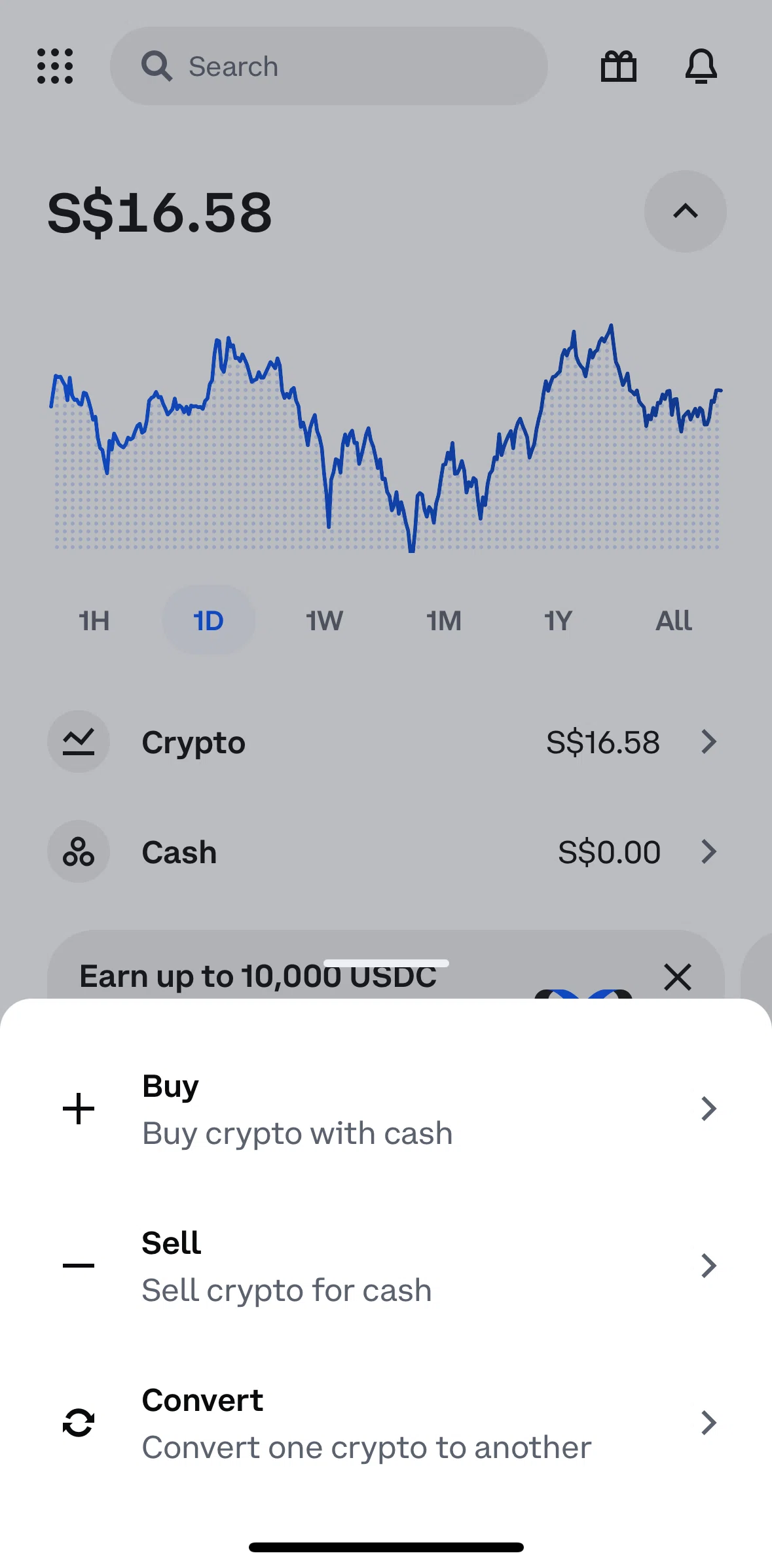 Coinbase Screen screen in the Selling crypto flow