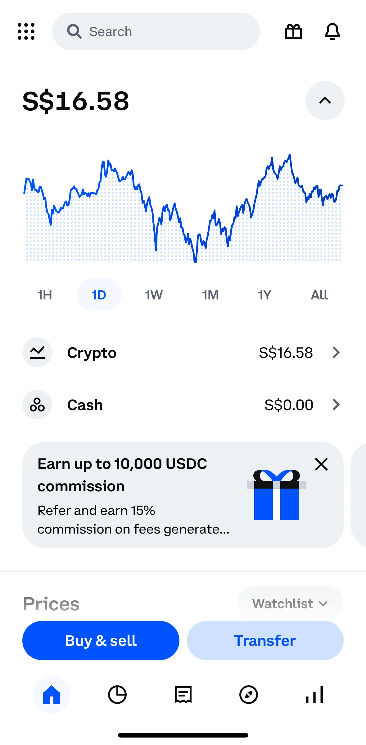 Coinbase Screen screen in the Transactions flow
