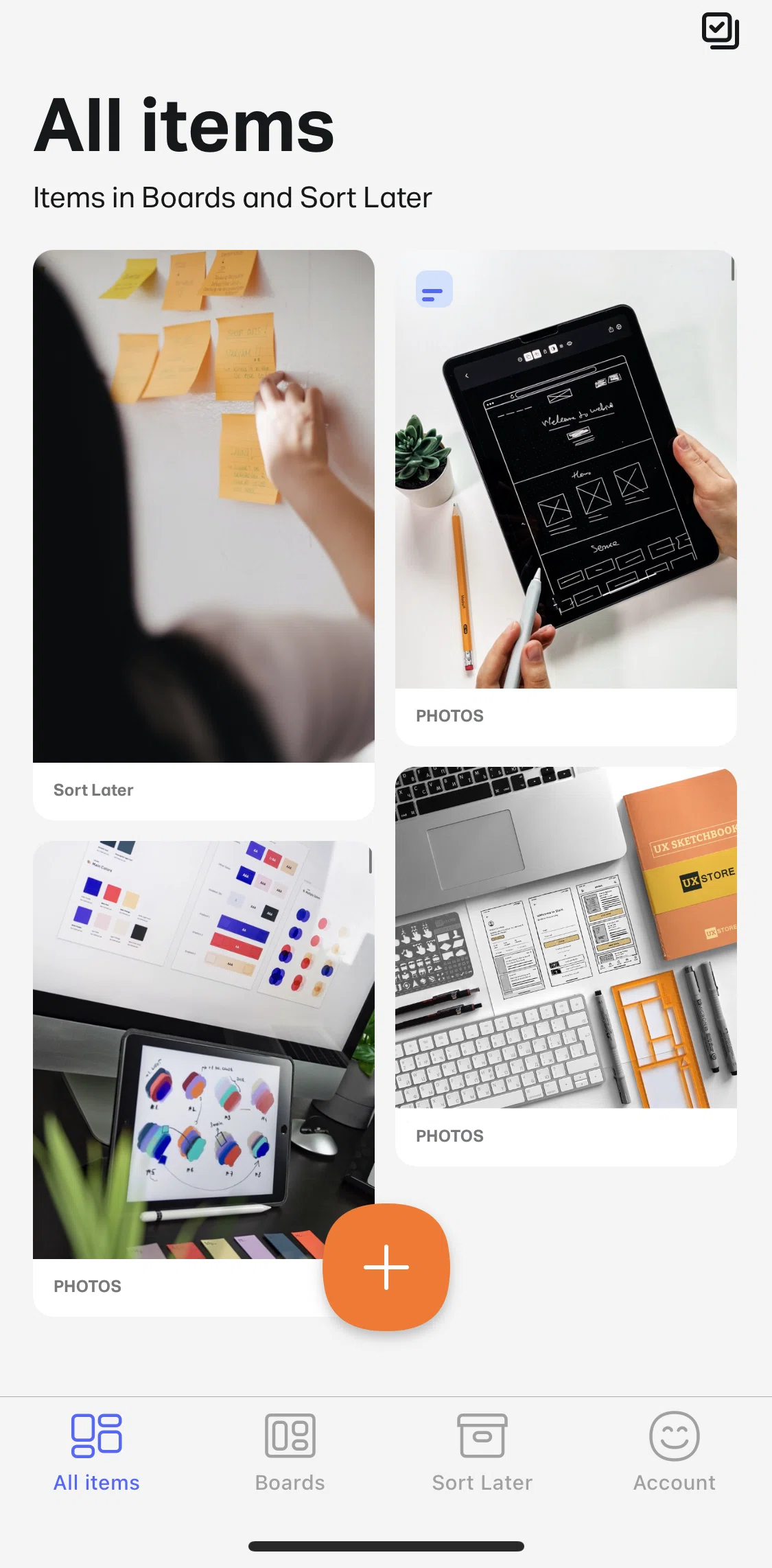 Collect Screen screen in the Adding item (notes) flow