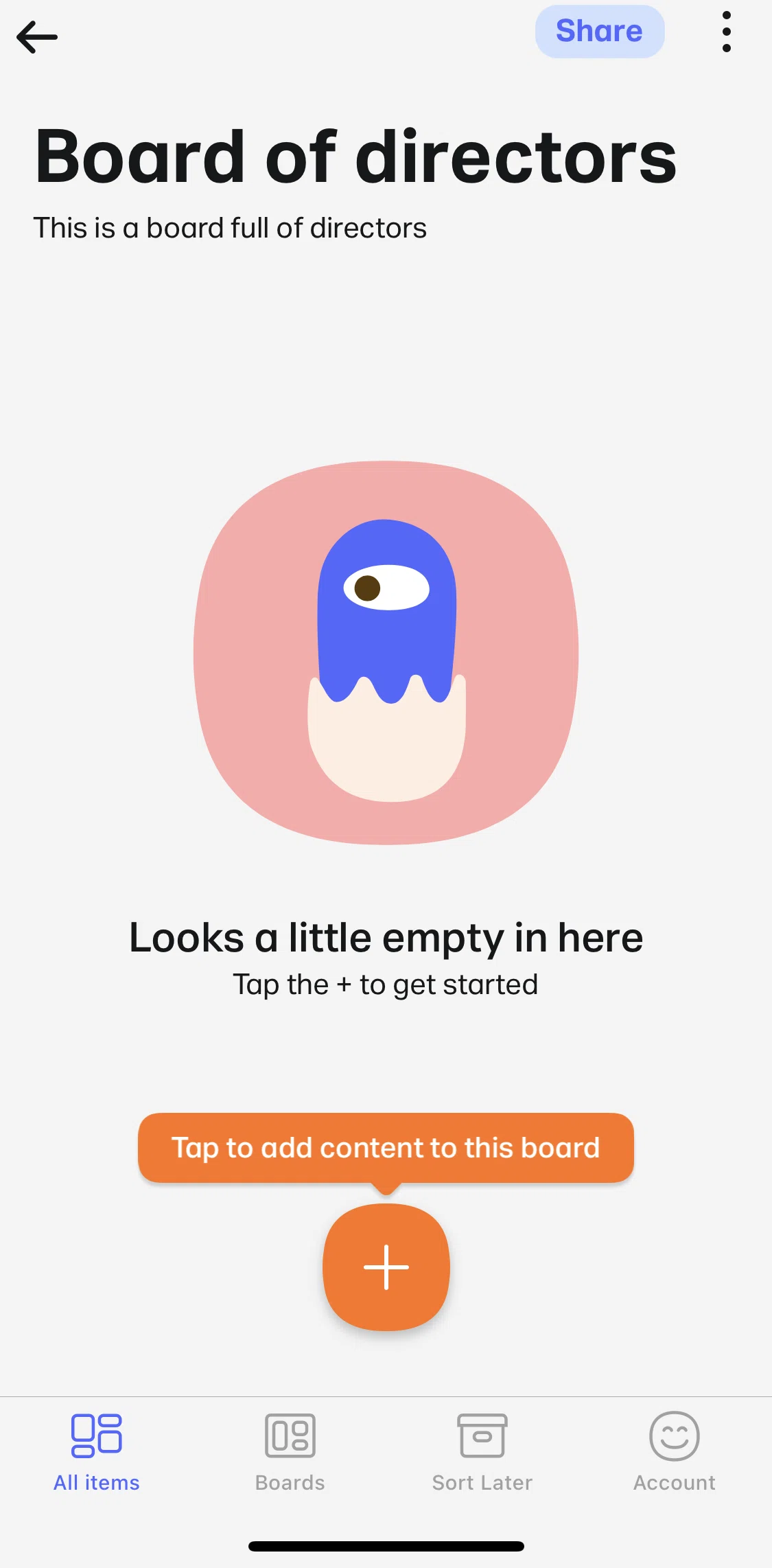 Collect Screen screen in the Inviting to board flow