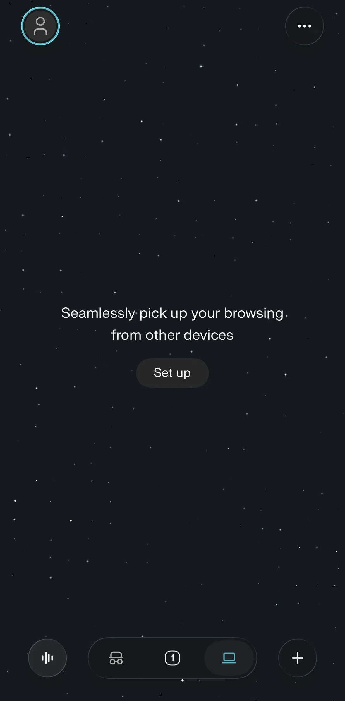 Comet Screen screen in the Setting up browser sync flow