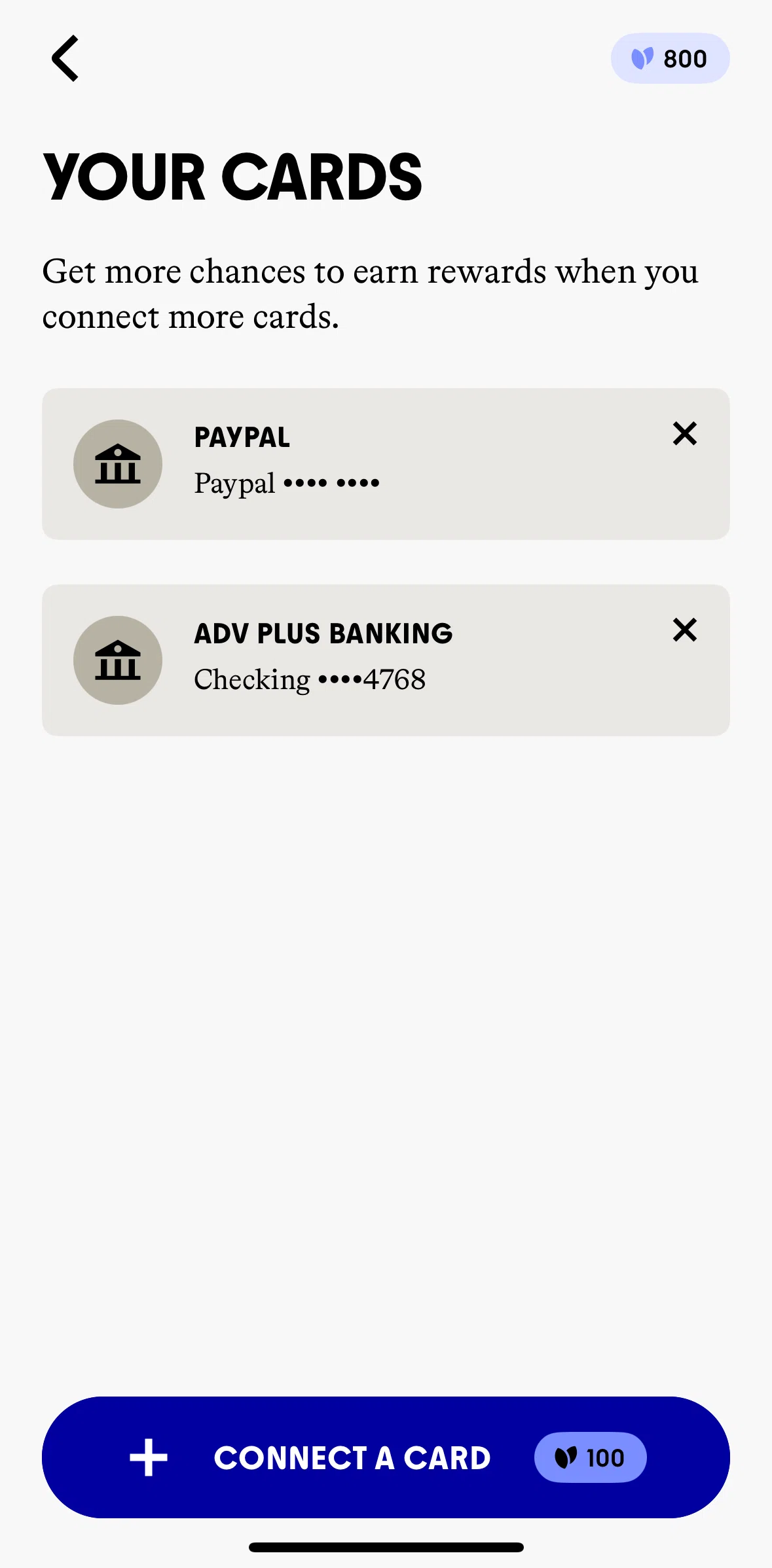 Commons Screen screen in the Deleting a card flow
