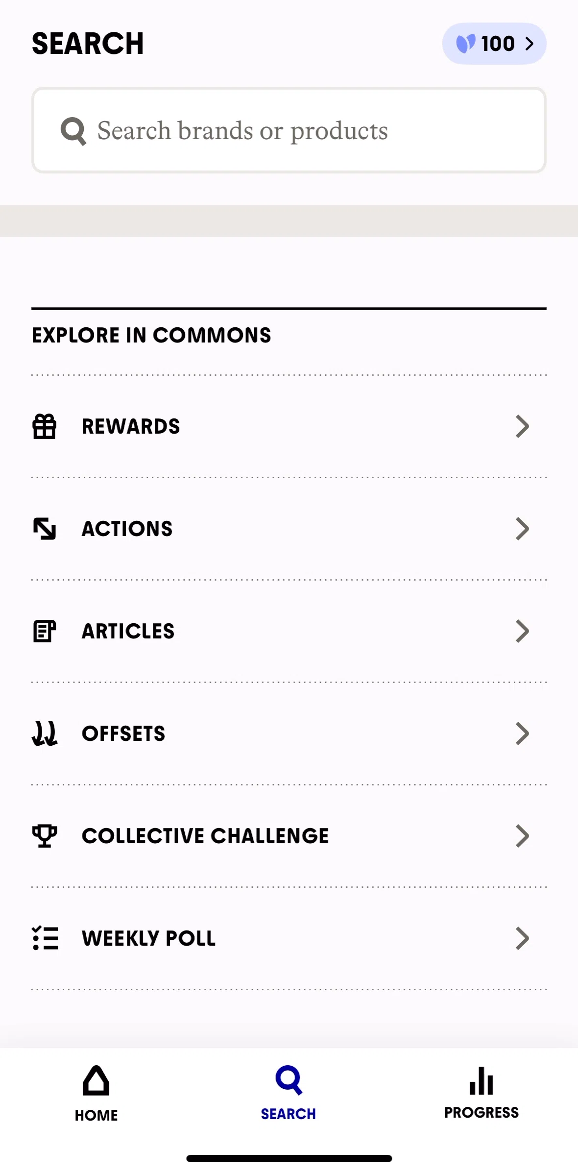 Commons Screen screen in the Pledging an action flow