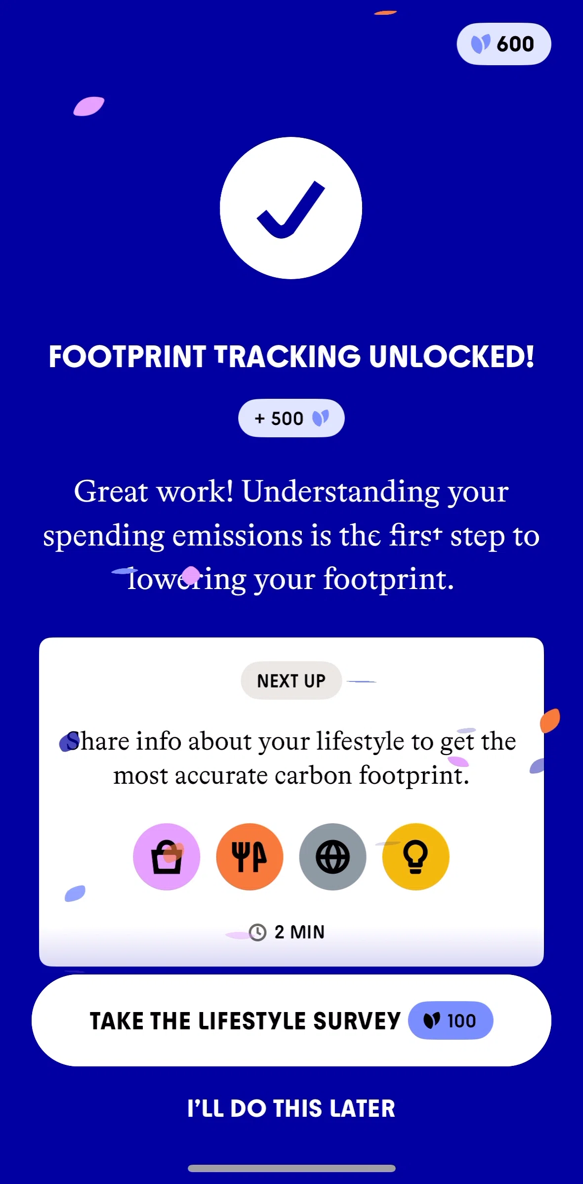 Commons Screen screen in the Taking a survey flow