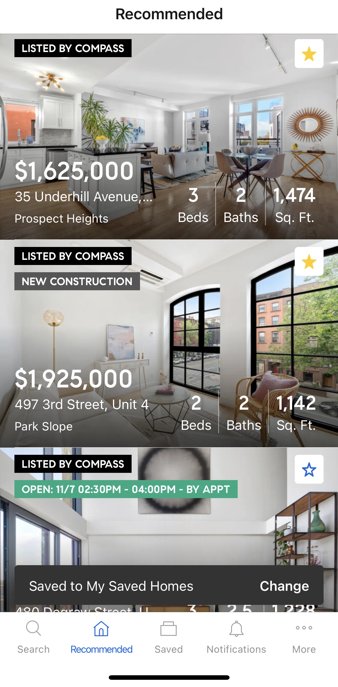 Compass Screen screen in the Saving a property into collection flow
