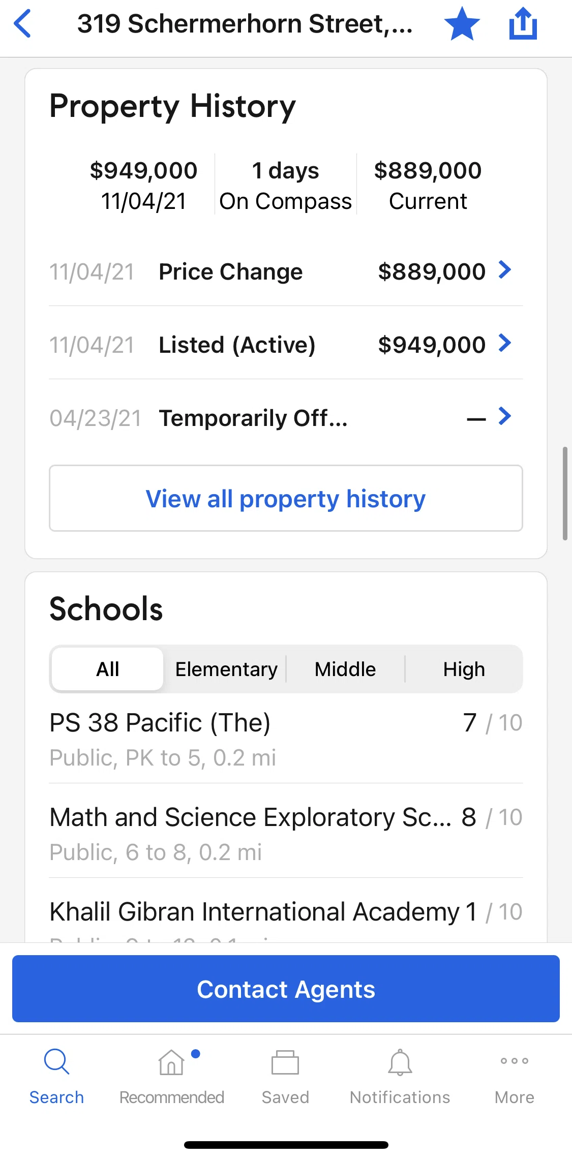 Compass Screen screen in the View all property history flow