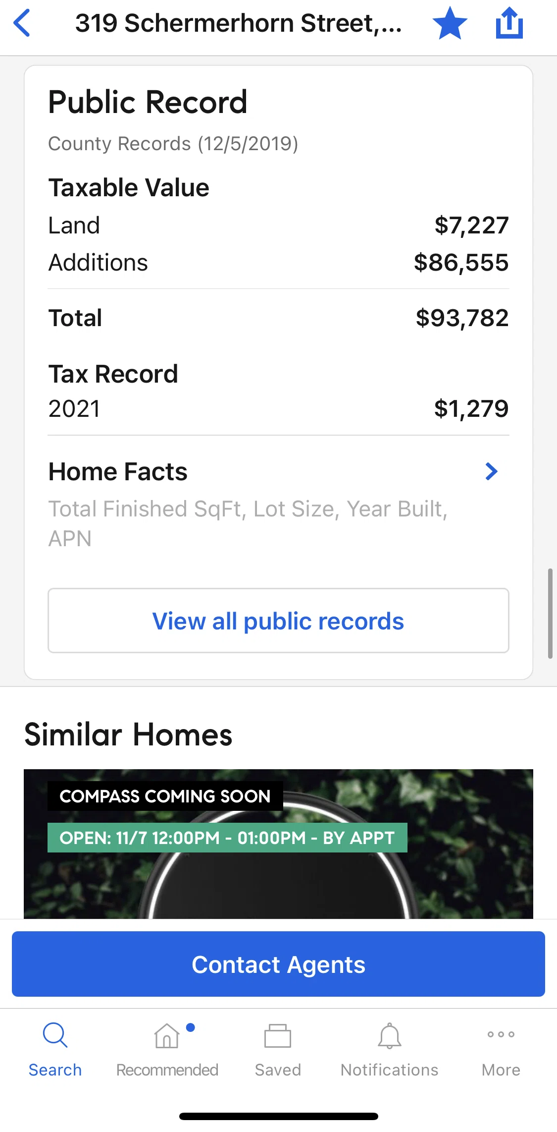 Compass Screen screen in the View all public records flow