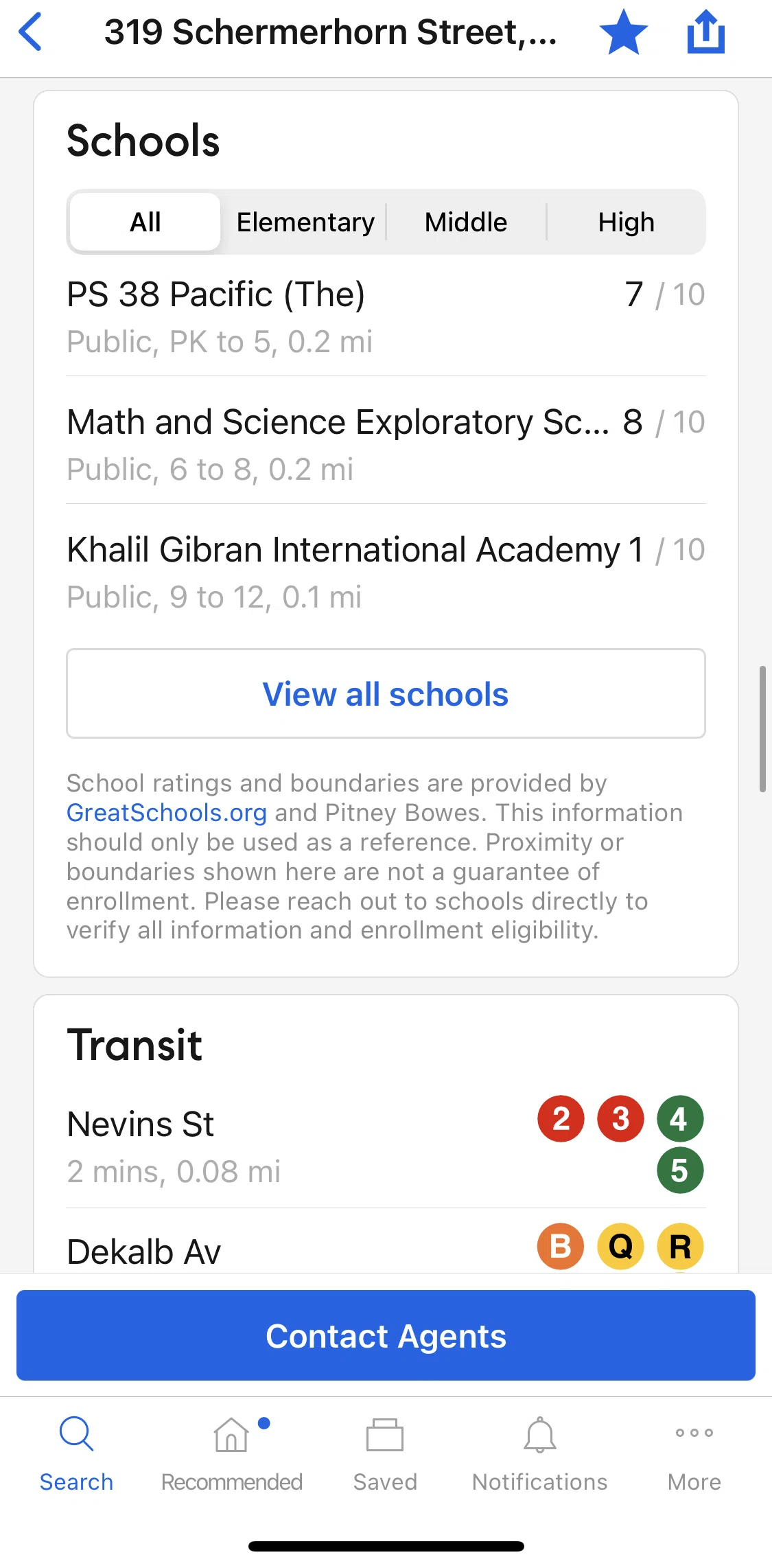 Compass Screen screen in the View all schools flow