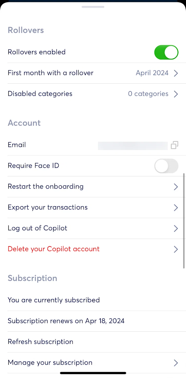 Copilot Money Screen screen in the Billing flow