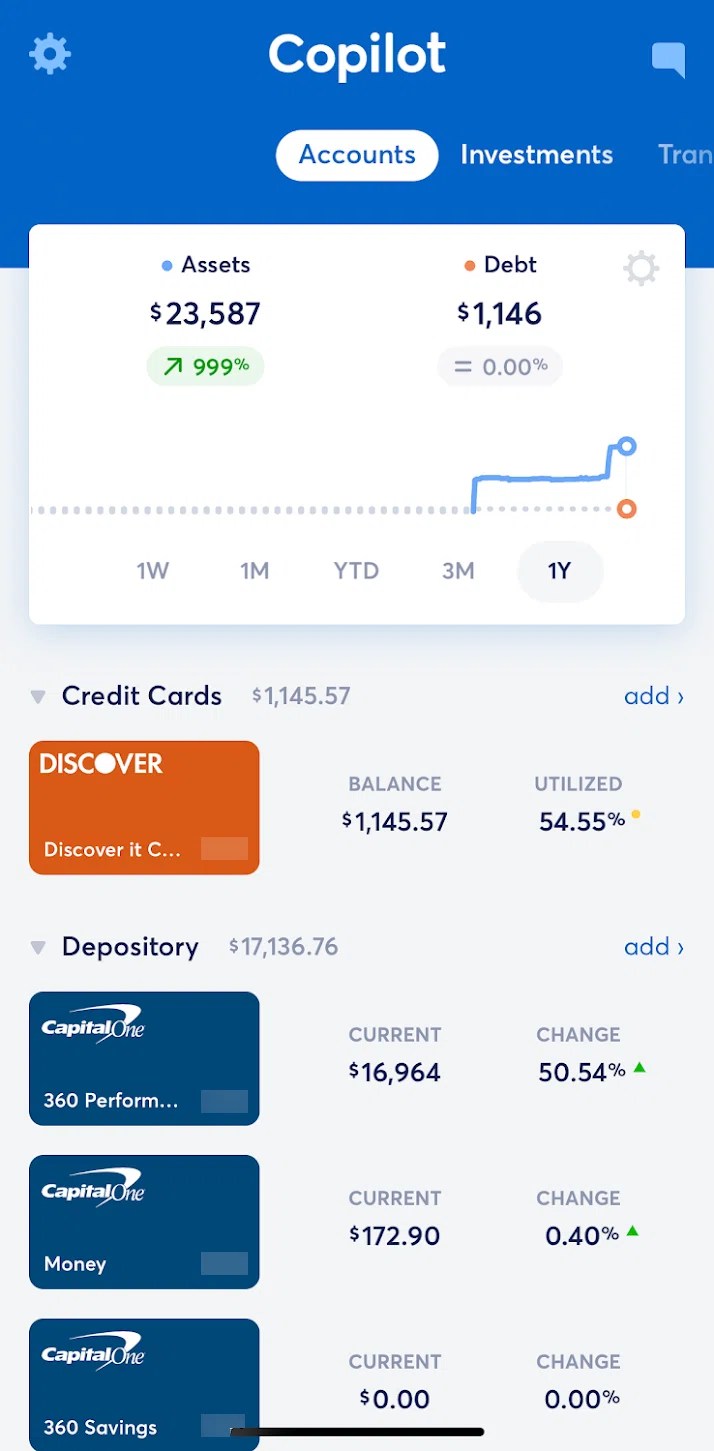 Copilot Money Screen screen in the Card detail flow