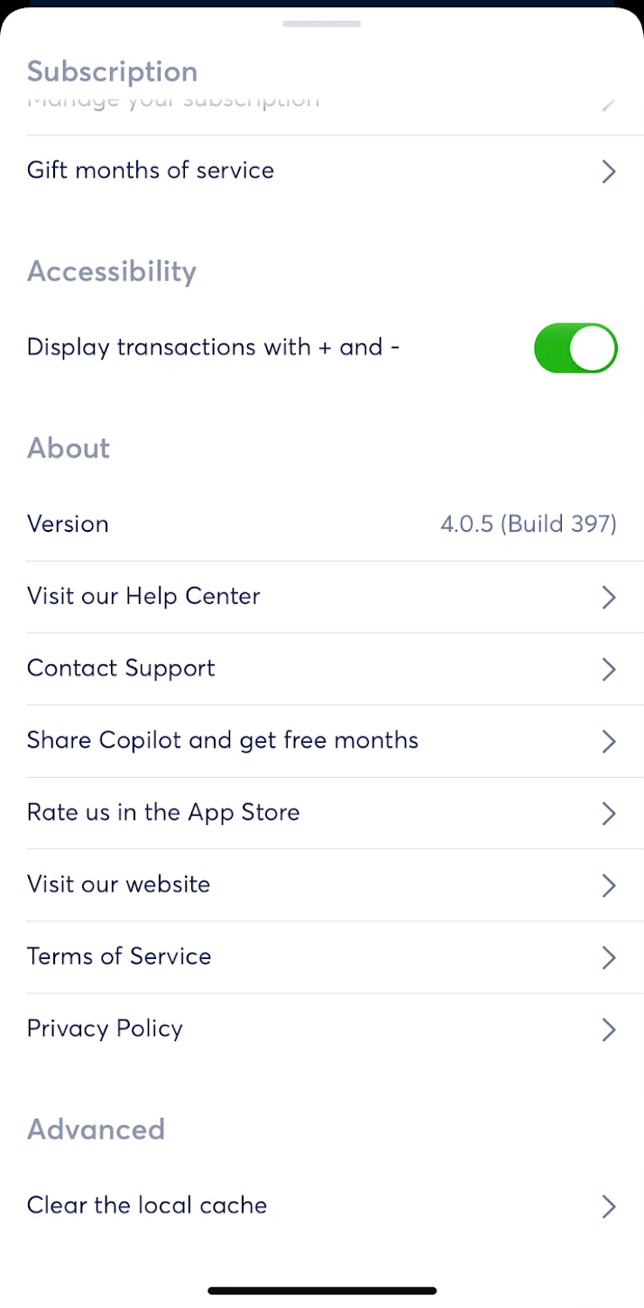 Copilot Money Screen screen in the Gift Copilot flow