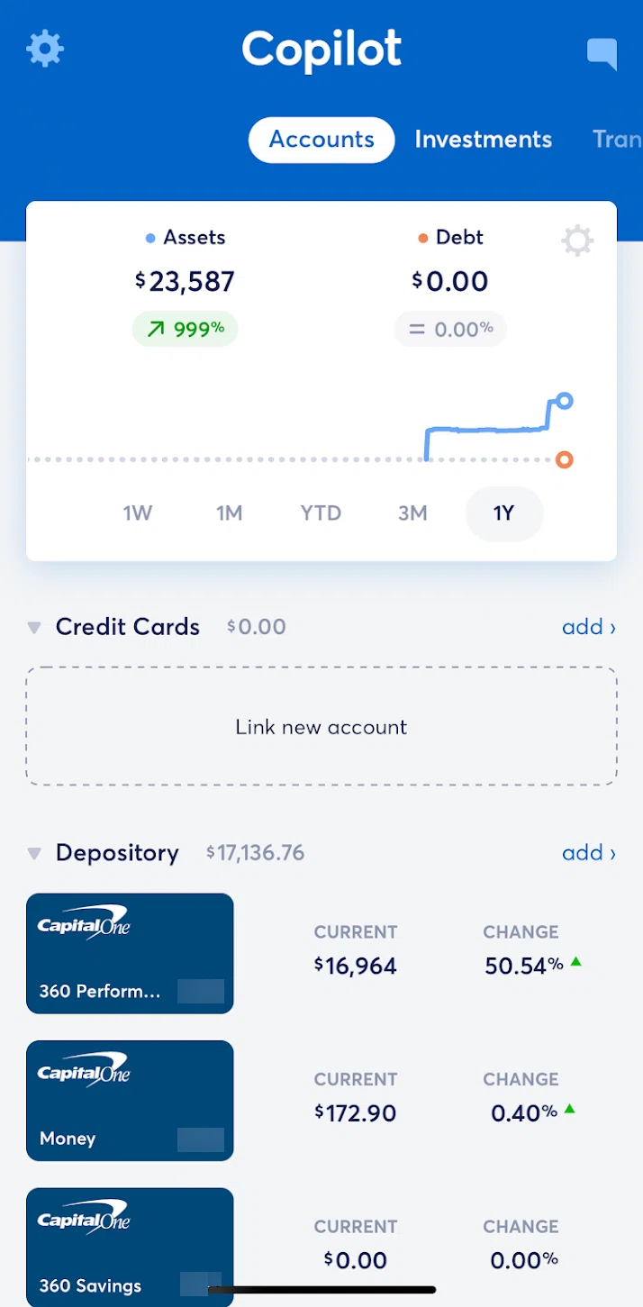 Copilot Money Screen screen in the Transactions flow