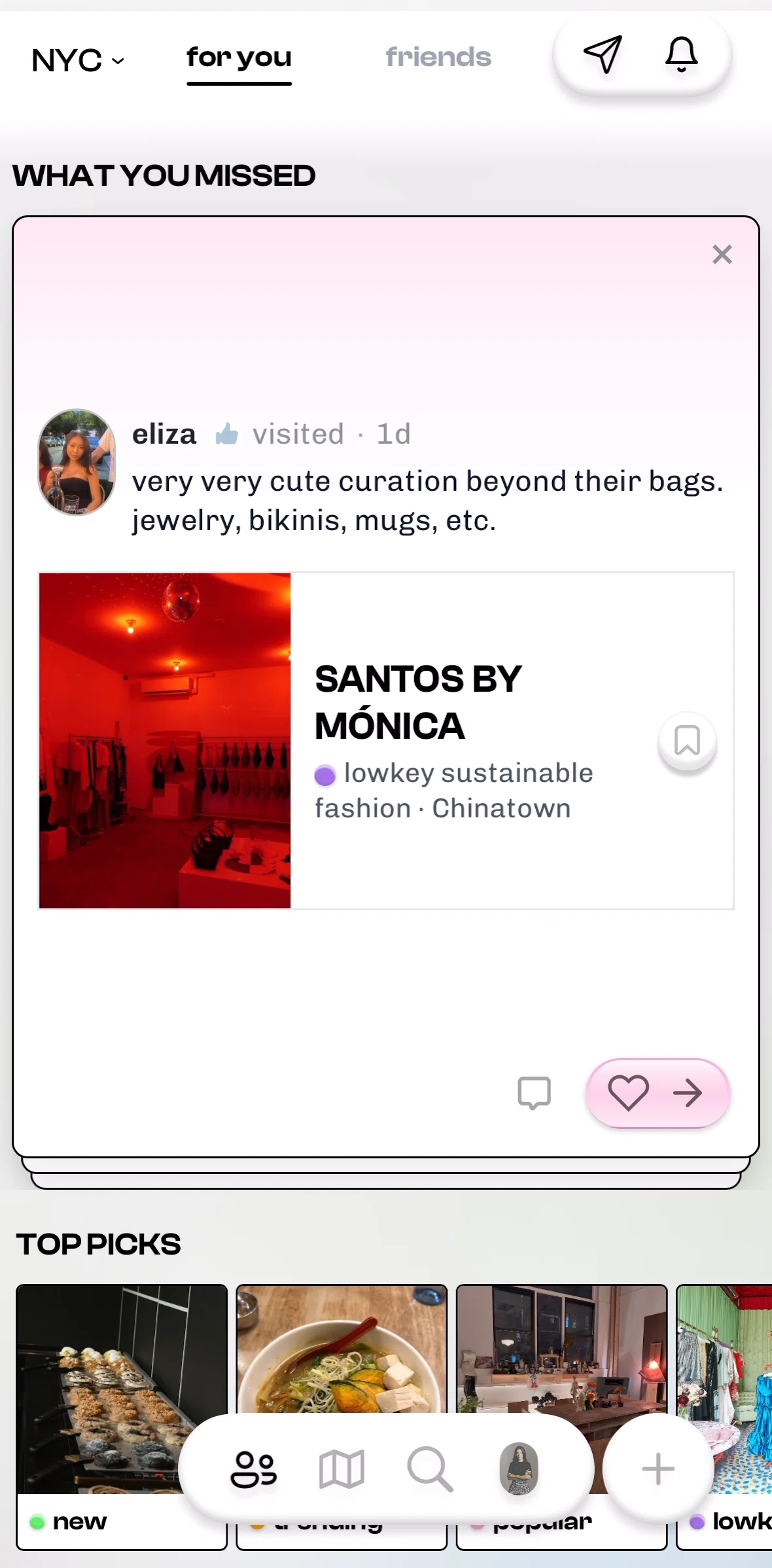 corner Screen screen in the Liking a post (People) flow