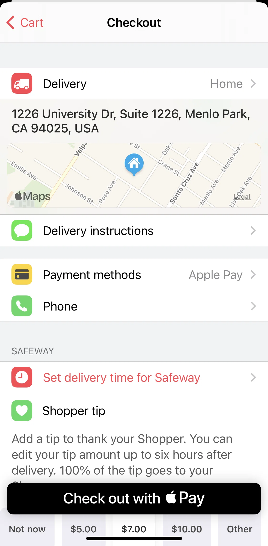 Cornershop Screen screen in the Adding delivery instructions flow