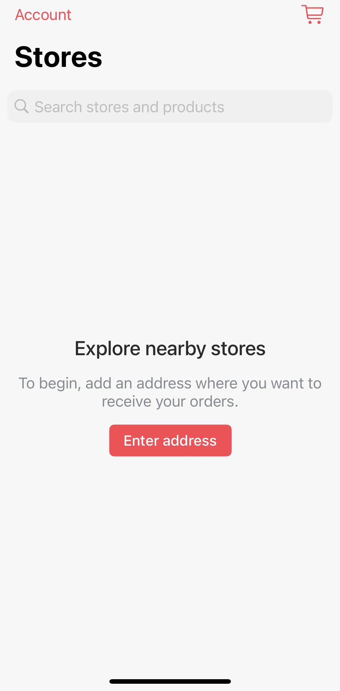 Cornershop Screen screen in the Entering address flow