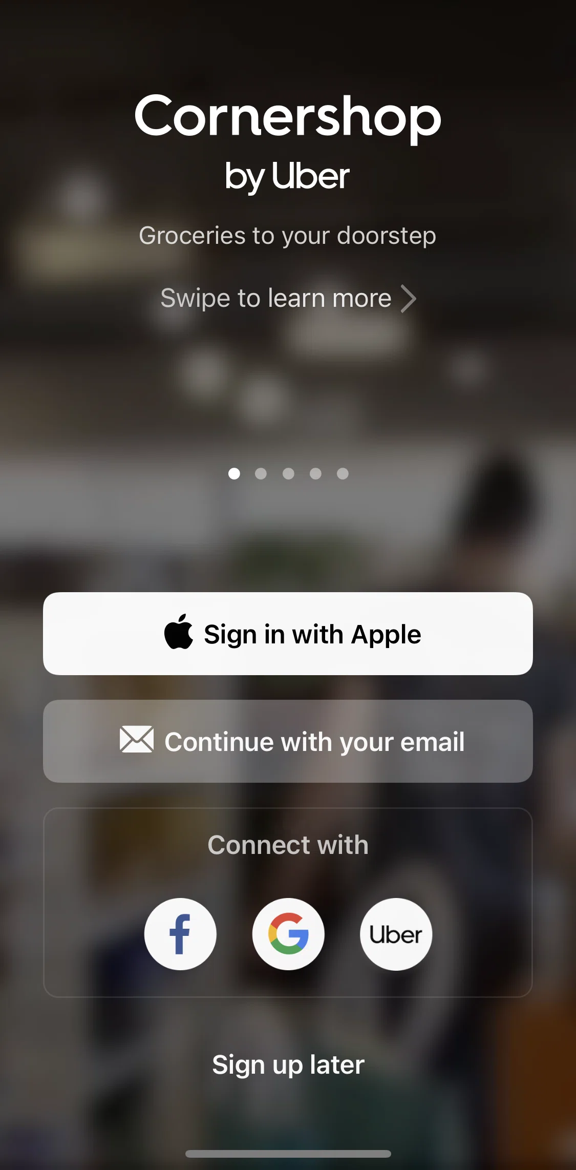 Cornershop Screen screen in the Onboarding flow