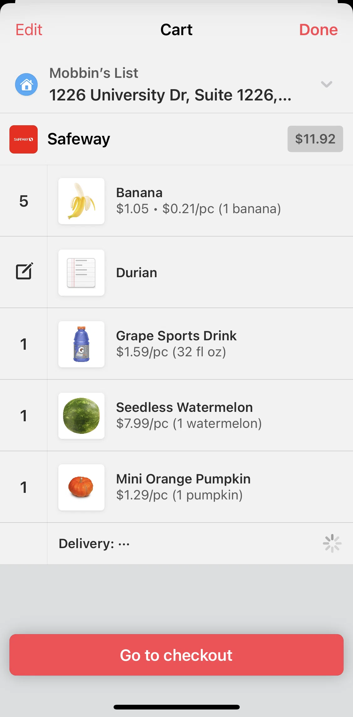 Cornershop Screen screen in the Ordering groceries flow