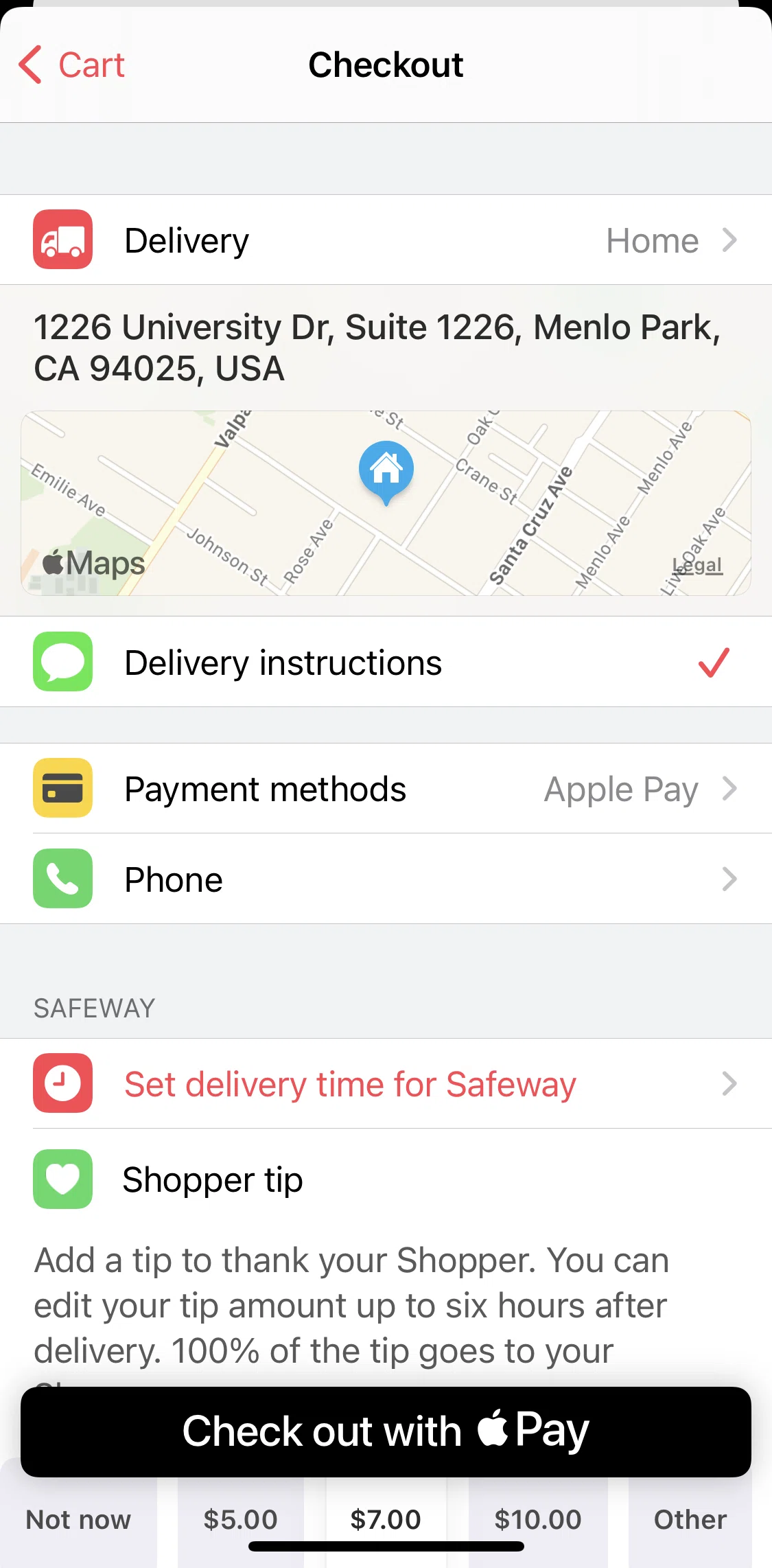 Cornershop Screen screen in the Payment methods flow
