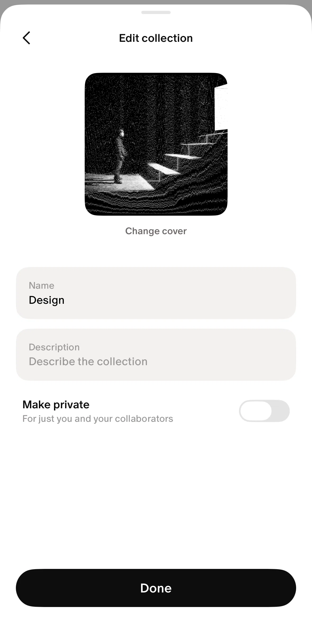 Cosmos Screen screen in the Changing a collection cover flow