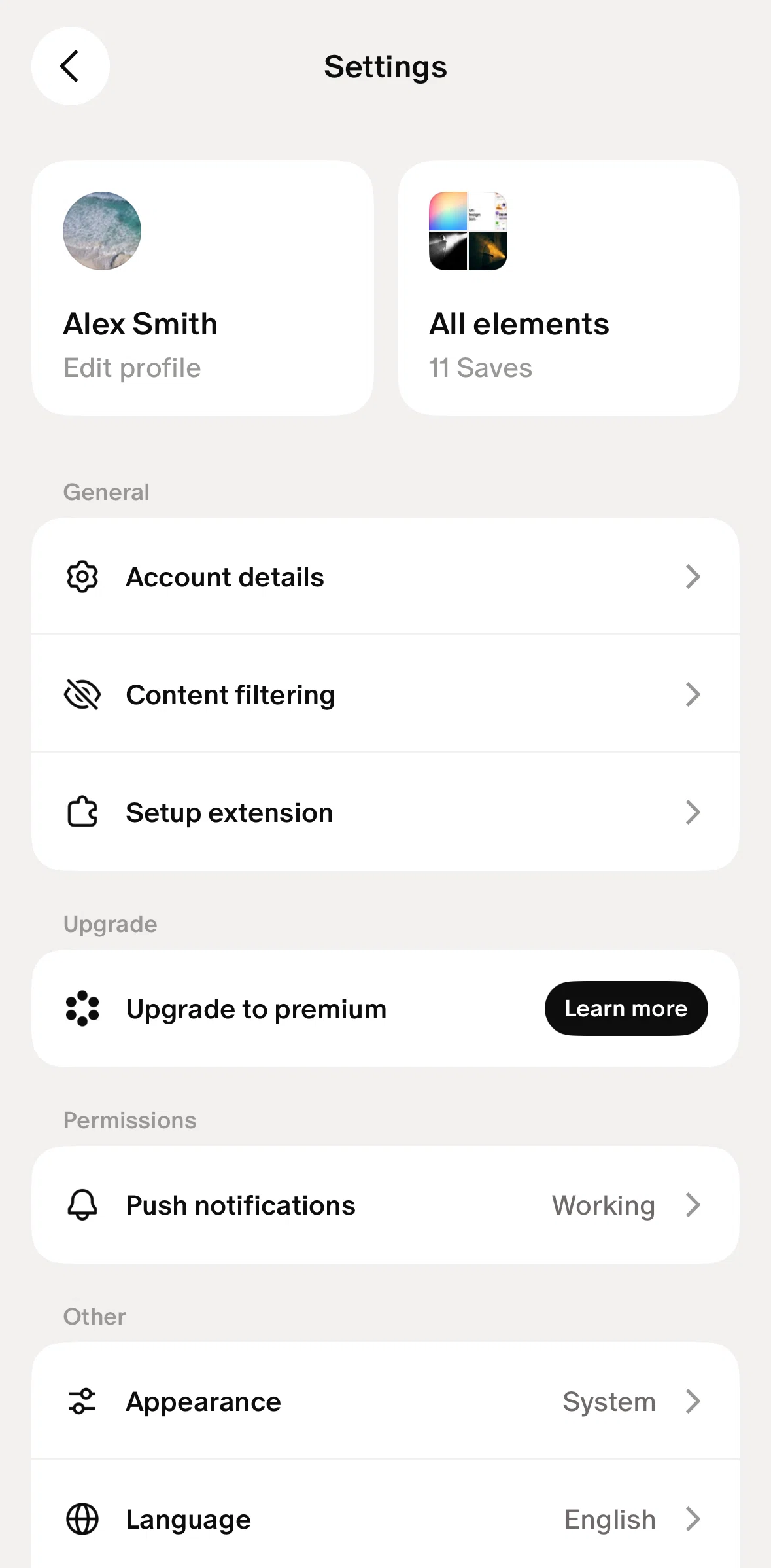 Cosmos Screen screen in the Setting up an extension flow