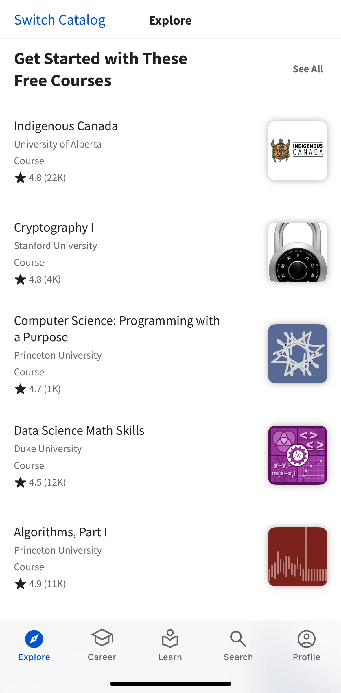 Coursera Screen screen in the Course detail flow