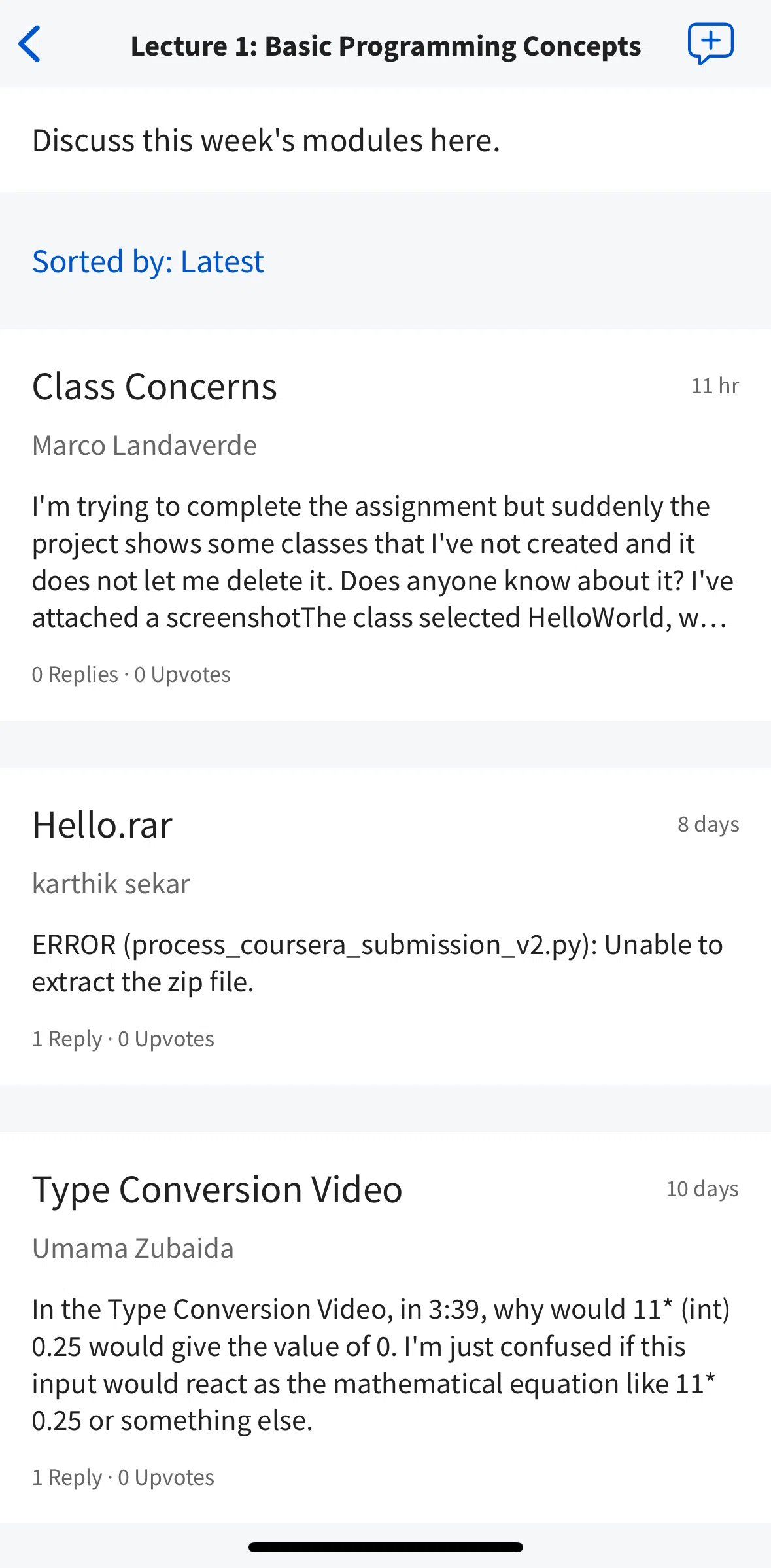 Coursera Screen screen in the Creating a post flow