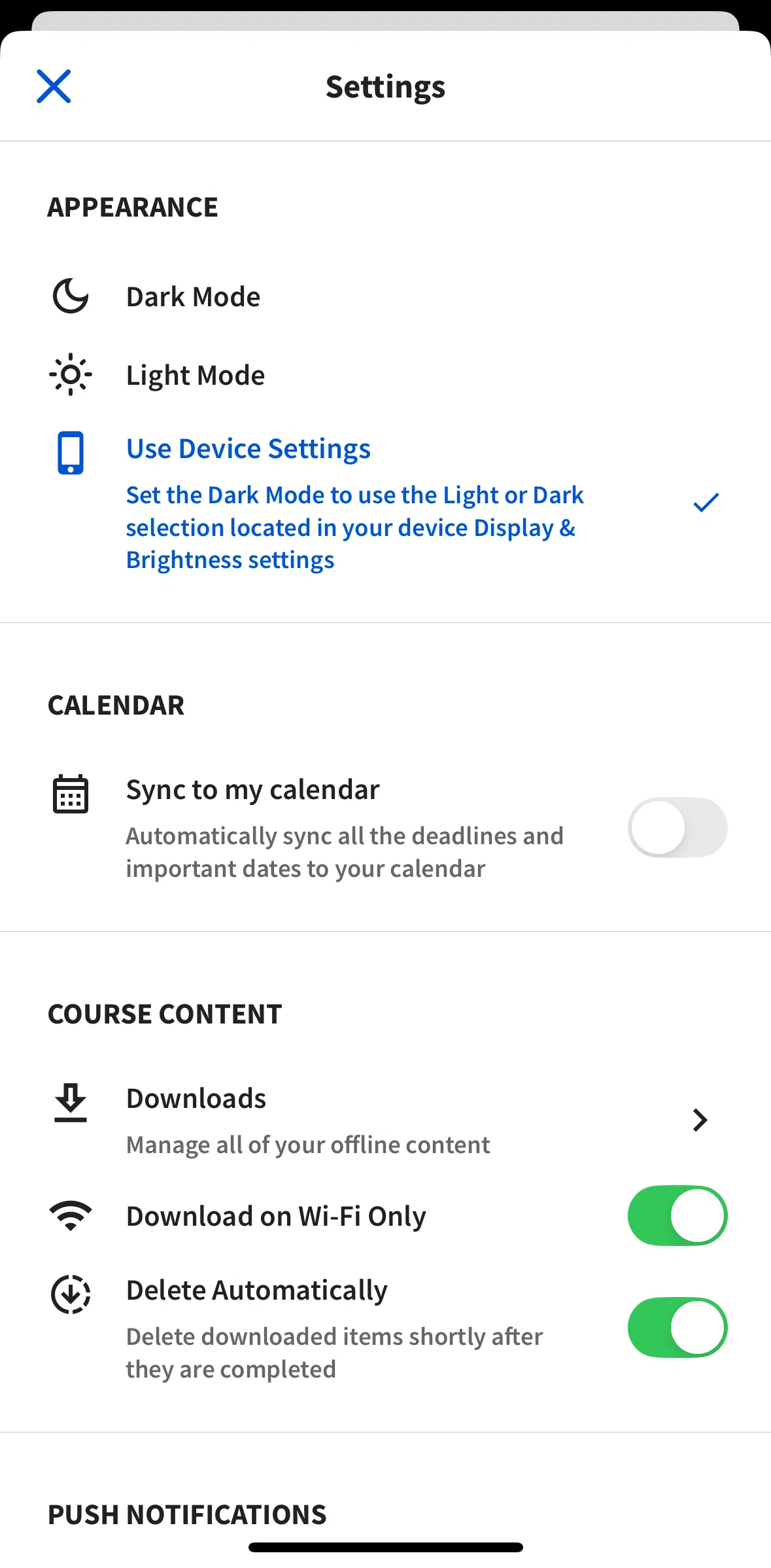 Coursera Screen screen in the Downloads flow