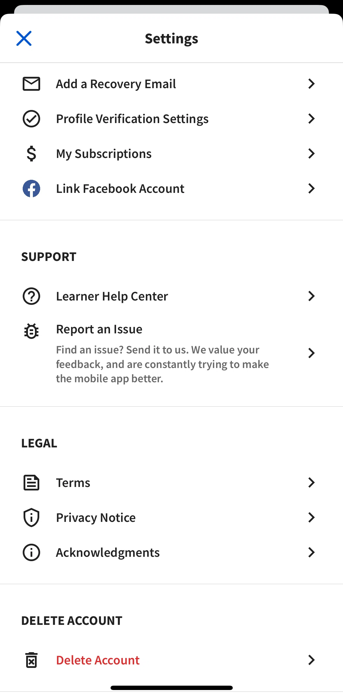 Coursera Screen screen in the Terms flow